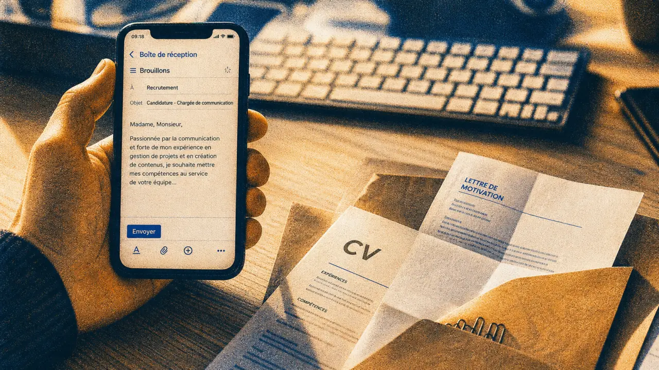 Mail accompagnement candidature : brouillon prêt à envoyer avec CV et lettre
