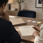 3 defaut pour entretien : recruteur et candidat près d’un questionnaire