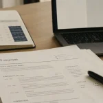 cv chargé de communication : CV structuré sur bureau, KPI et stylo