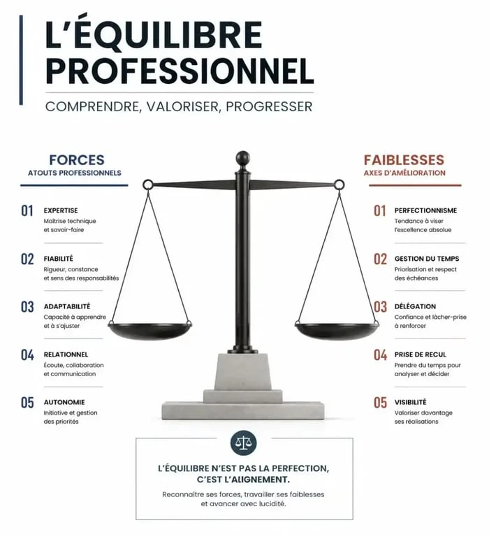 Équilibre entre forces et faiblesses professionnelles en entretien