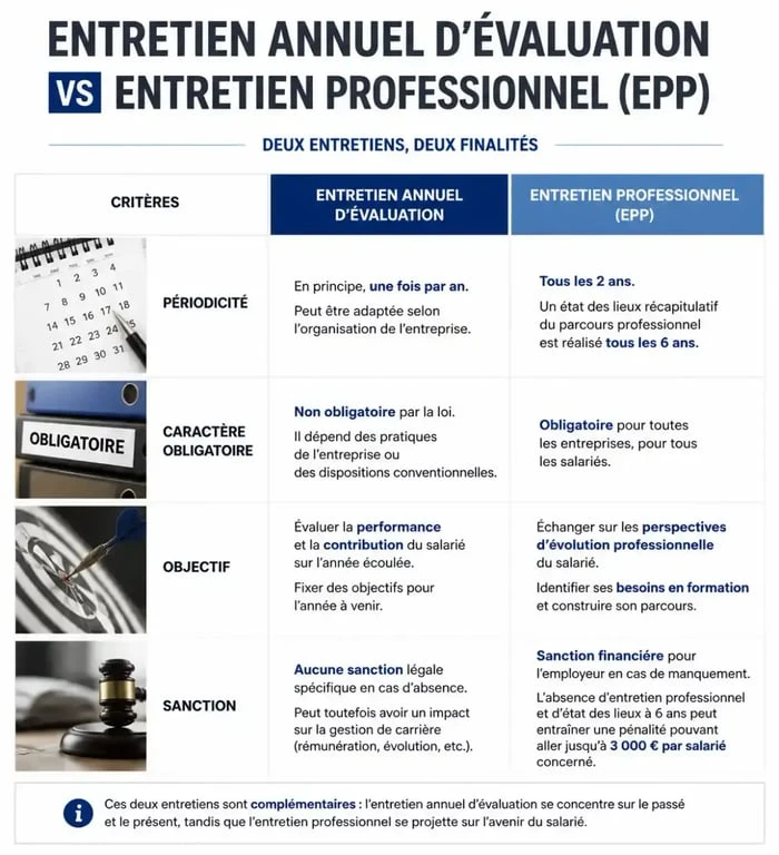 Tableau comparatif entretien annuel vs entretien professionnel obligatoire