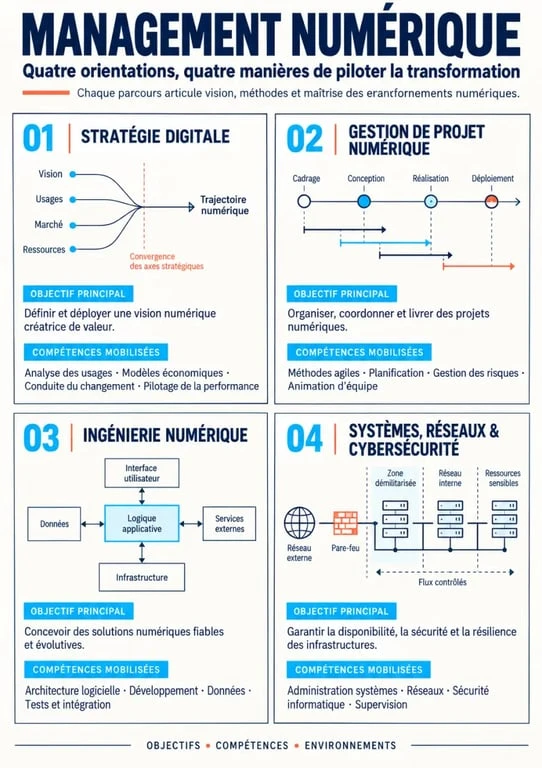 Formation en management numérique en Provence-Alpes-Côte d’Azur : différences entre stratégie digitale, ingénierie numérique et cybersécurité