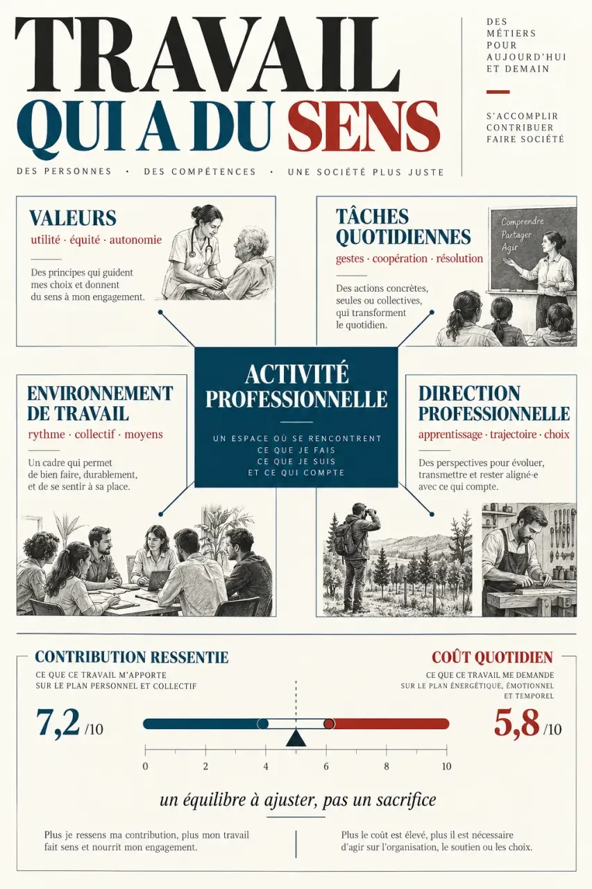 Travail qui a du sens : schéma des valeurs, des tâches, de l’environnement et de la direction professionnelle