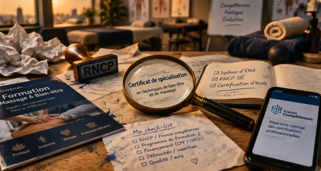 Formation dans le bien-être : titre RNCP, certification d&rsquo;école ou diplôme d&rsquo;État, que choisir ?
