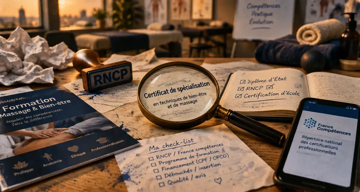 Formation dans le bien être : RNCP, diplôme d’État ou certification d’école