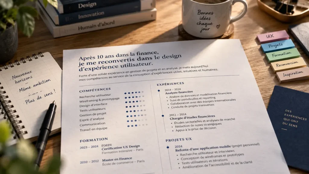 Une phrase d’accroche de reconversion relie vos acquis au métier visé