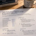 Phrase d'accroche reconversion professionnelle sur un CV ouvert
